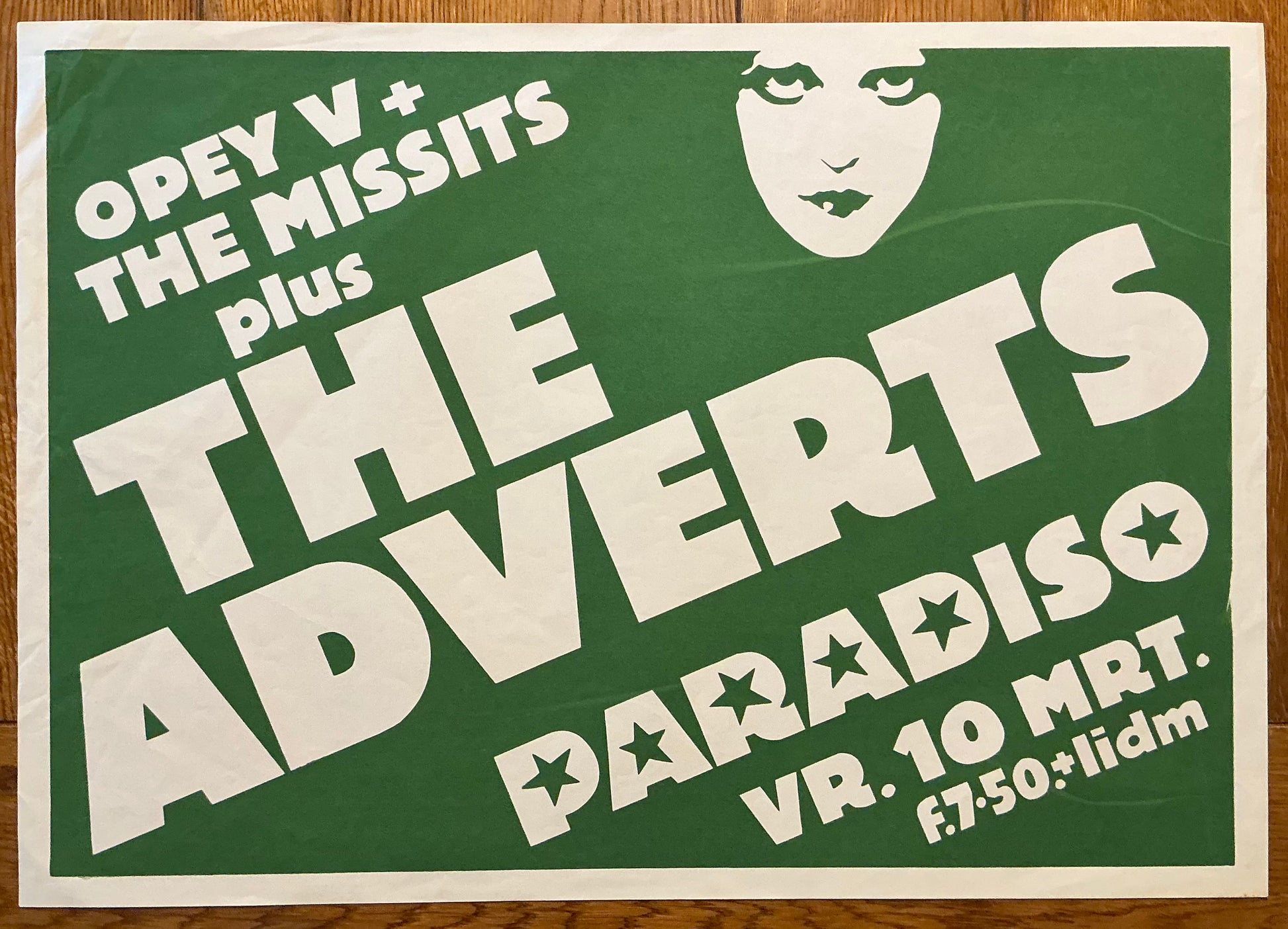 Adverts Original Concert Tour Gig Poster Paradiso Club Amsterdam 10th Mar 1978