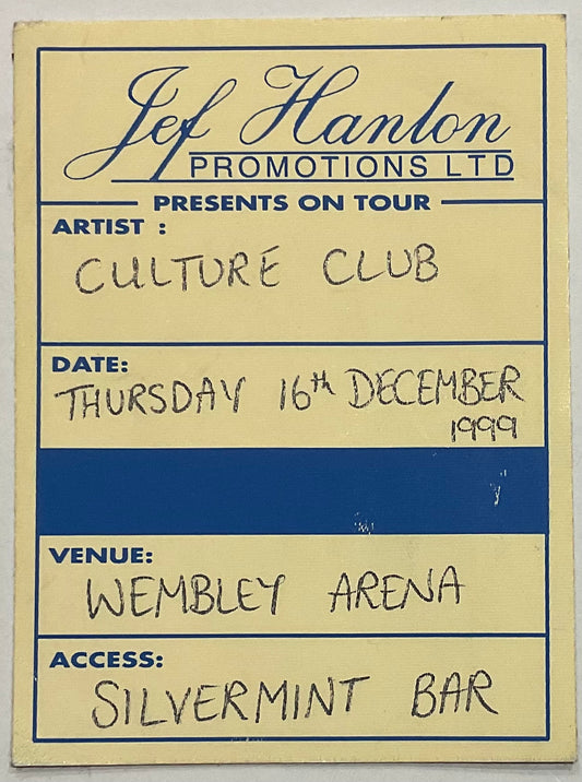 Culture Club Bananarama Heaven 17 Original Concert Pass Ticket Wembley Arena London 16th Dec 1999