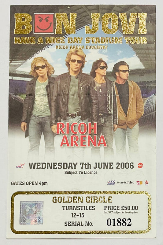 Bon Jovi Original Used Concert Ticket Ricoh Arena Coventry 7th Jun 2006