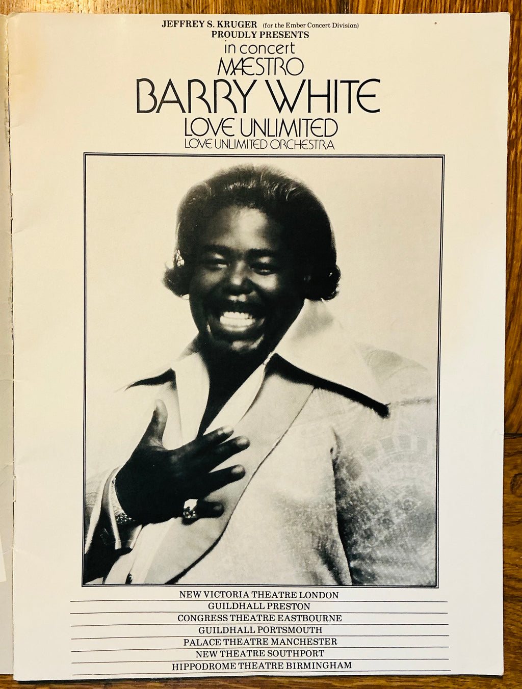 Barry White Original Concert Programme UK Tour Mar 1977