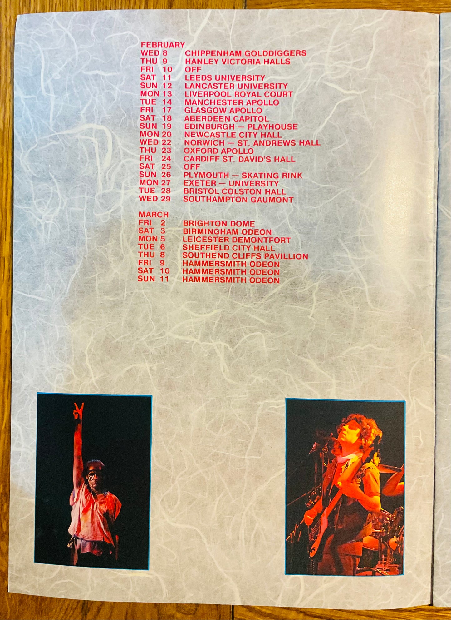 Marillion Original Concert Programme Fugazi Tour 1984