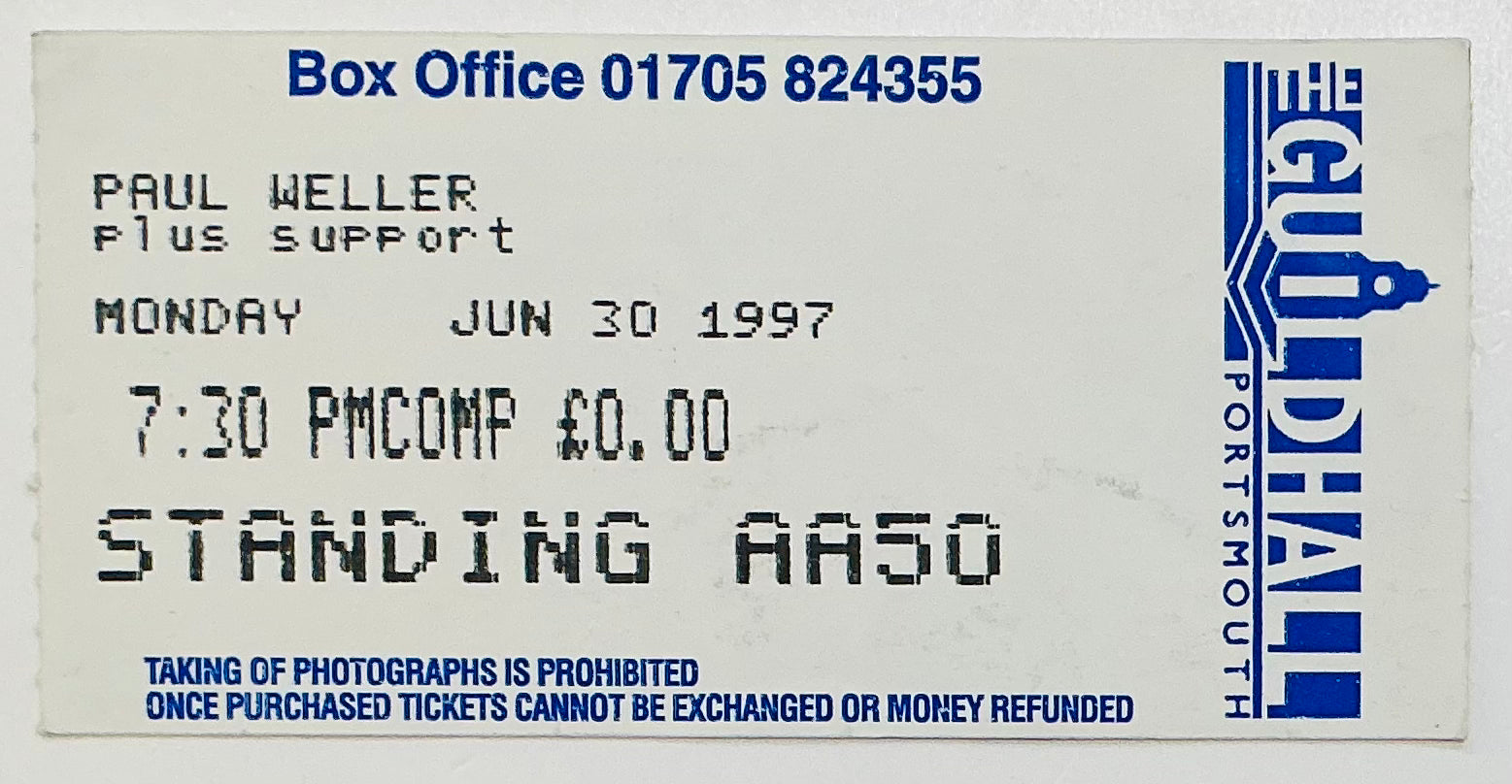 Paul Weller Original Concert Ticket Guildhall Portsmouth 30th Jun 1997
