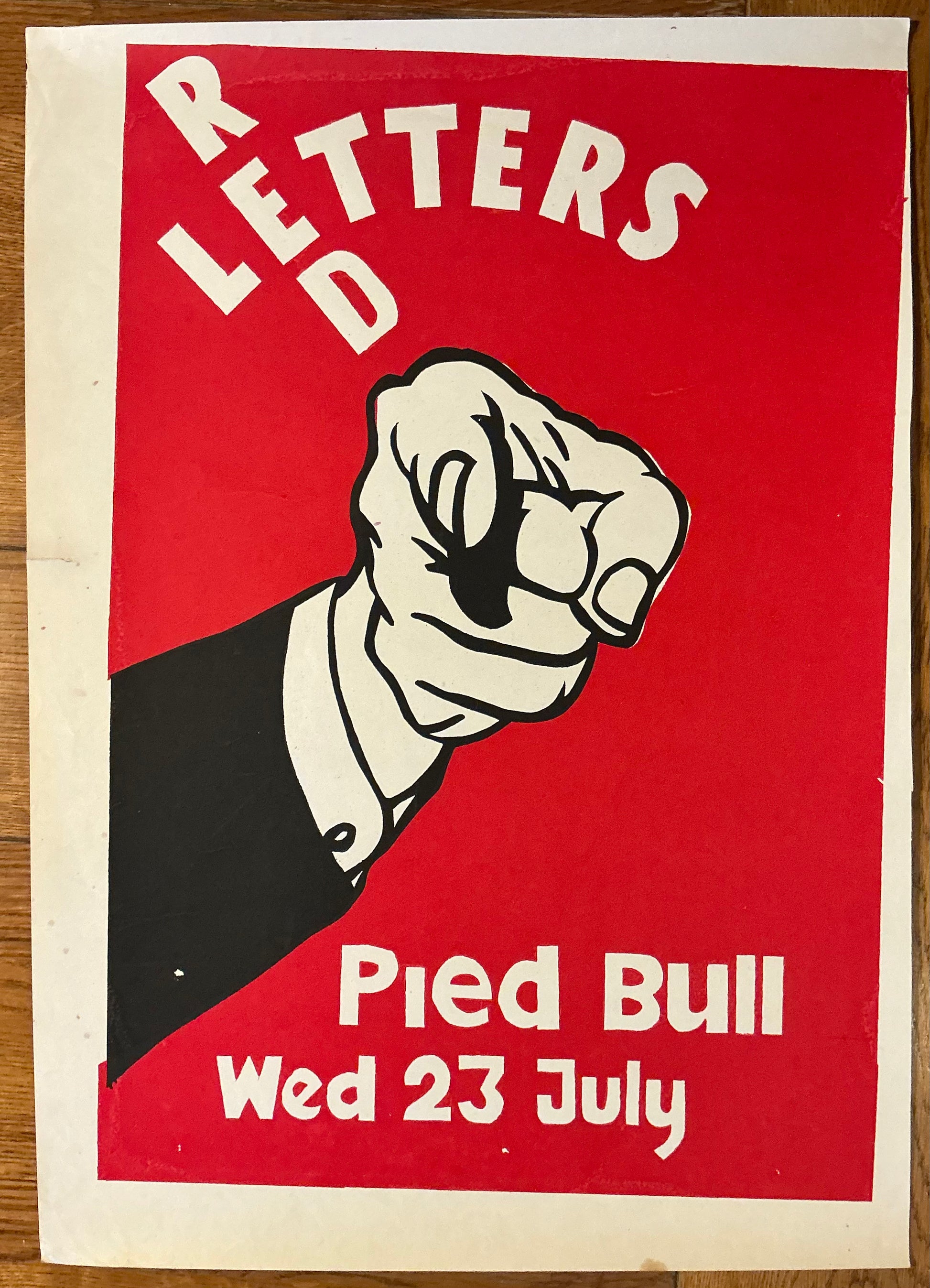 Red Letters Original Promo Concert Tour Poster Pied Bull Islington London 23rd Jul 1980
