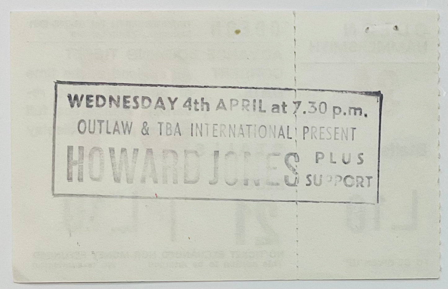 Howard Jones Original Unused Concert Ticket Hammersmith Odeon London 4th apr 1984