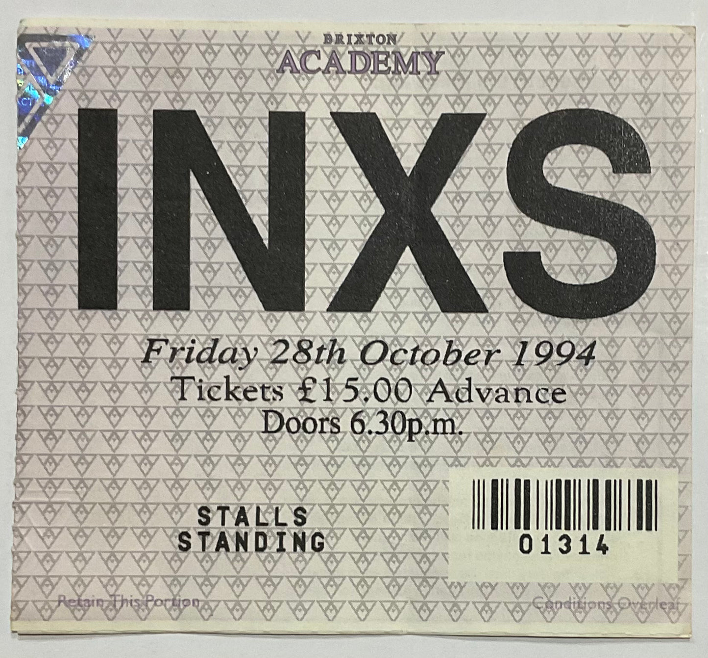 INXS Original Used Concert Ticket Brixton Academy London 28th October 1994