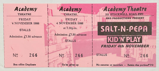 Salt N Pepa Original Unused Concert Ticket Academy Theatre Brixton London 4th Nov 1988