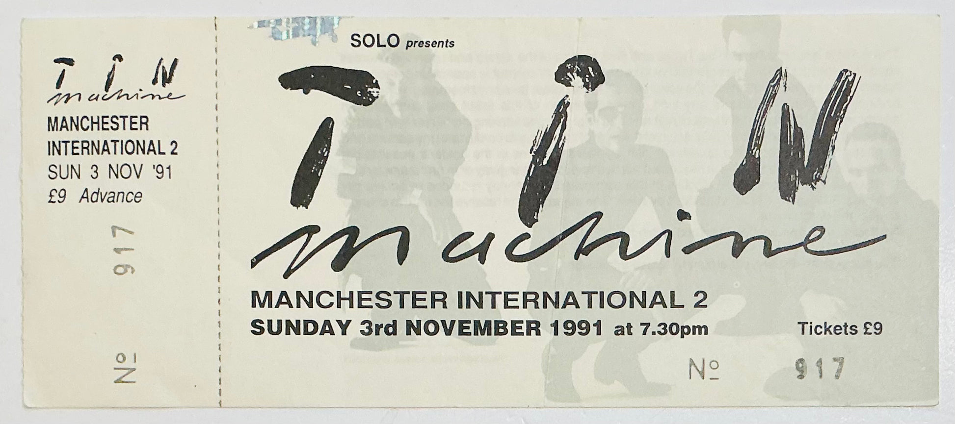 David Bowie Tin Machine Original Unused Concert Ticket Manchester Internatinal 3rd Nov 1991