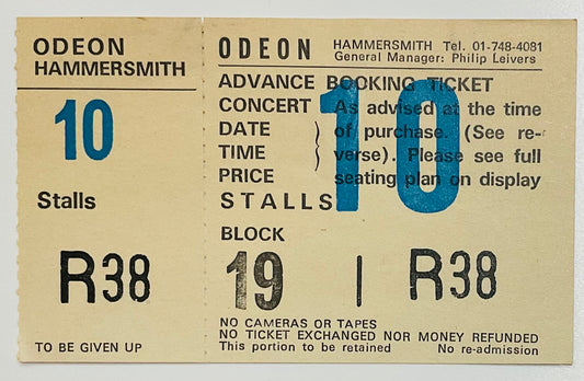 Chris Rea Original Unused Concert Ticket Hammersmith Odeon London 2nd May 1986