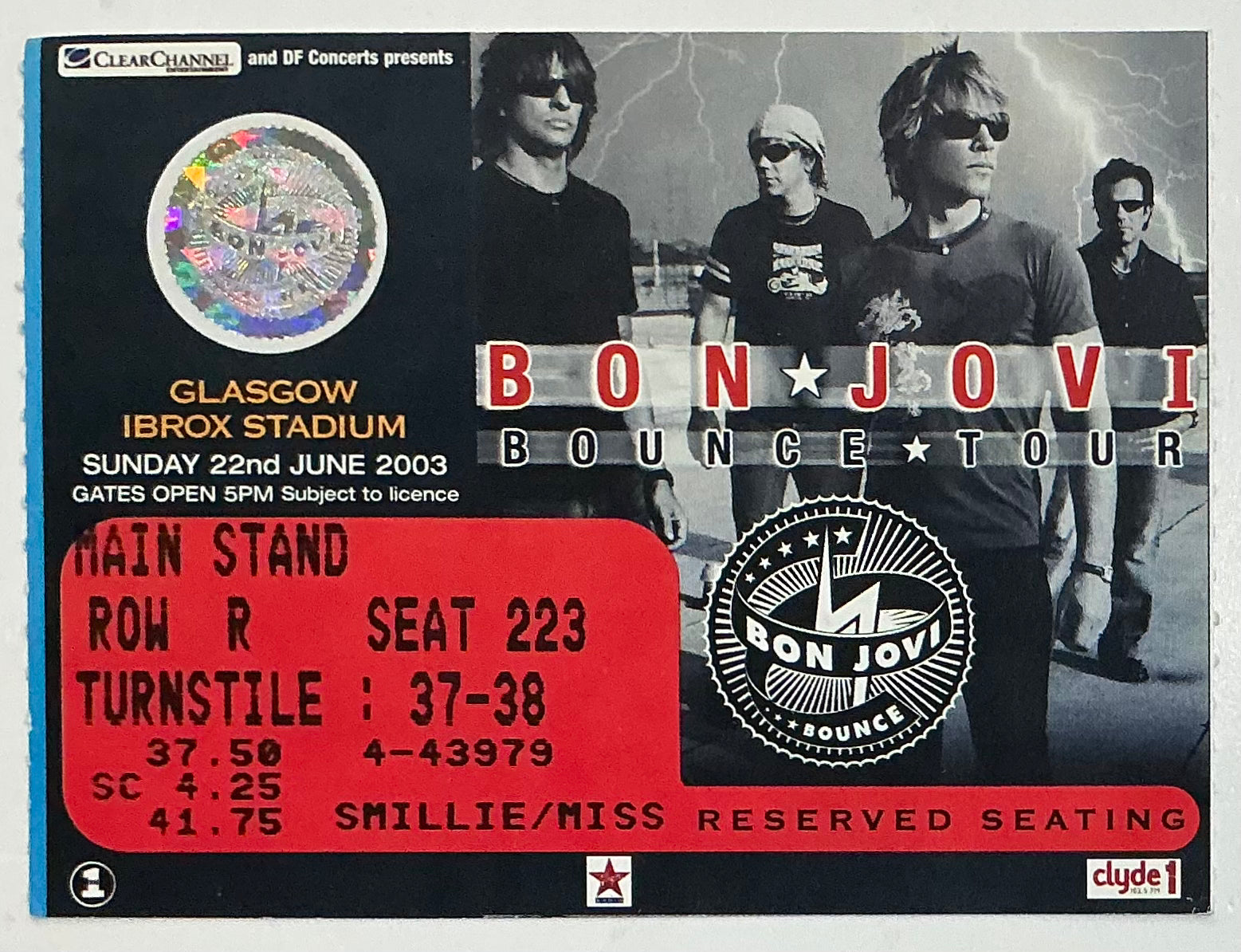 Bon Jovi Original Used Concert Ticket Ibrox Stadium Glasgow 22nd Jun 2003