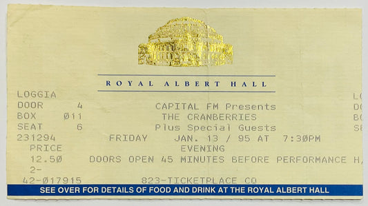 Cranberries Original Used Concert Ticket Royal Albert Hall London 13th Jan 1995