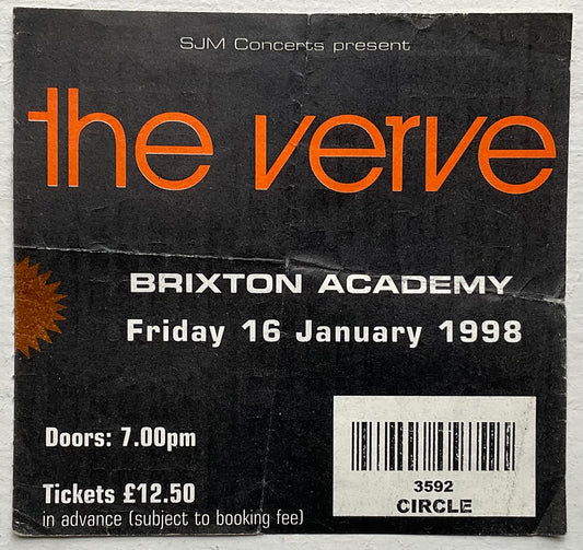 Verve Original Used Concert Ticket Brixton Academy London 16th Jan 1998