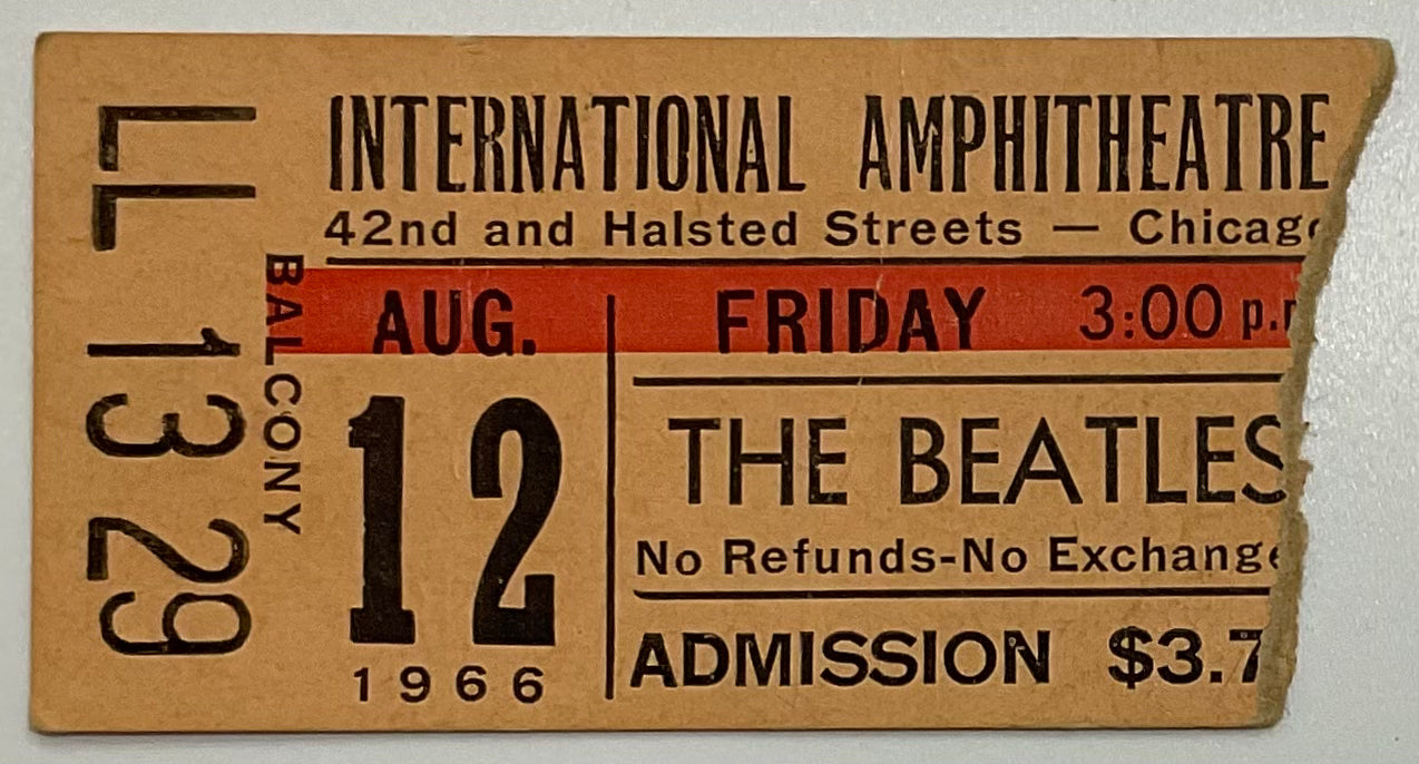 Beatles Original Used Concert Ticket International Amphitheatre Chicago 12th Aug 1966