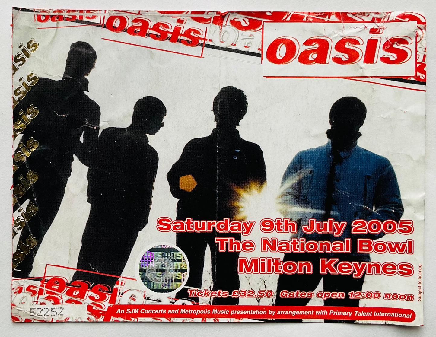 Oasis Original Used Concert Ticket National Bowl Milton Keynes 9th Jul 2005