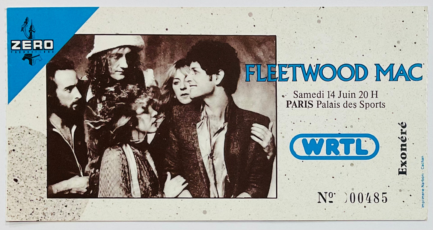 Fleetwood Mac Original Unused Concert Ticket Palais Des Sports Paris 14th Jun 1980