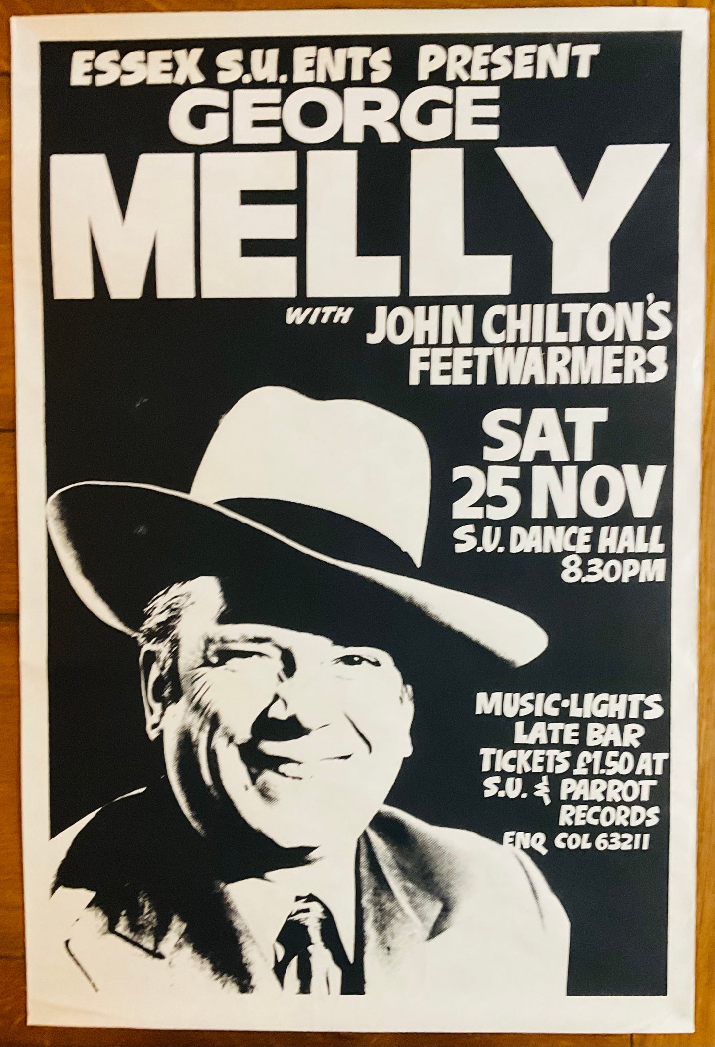 George Melly Original Concert Tour Gig Poster Essex University 25th Nov 1978