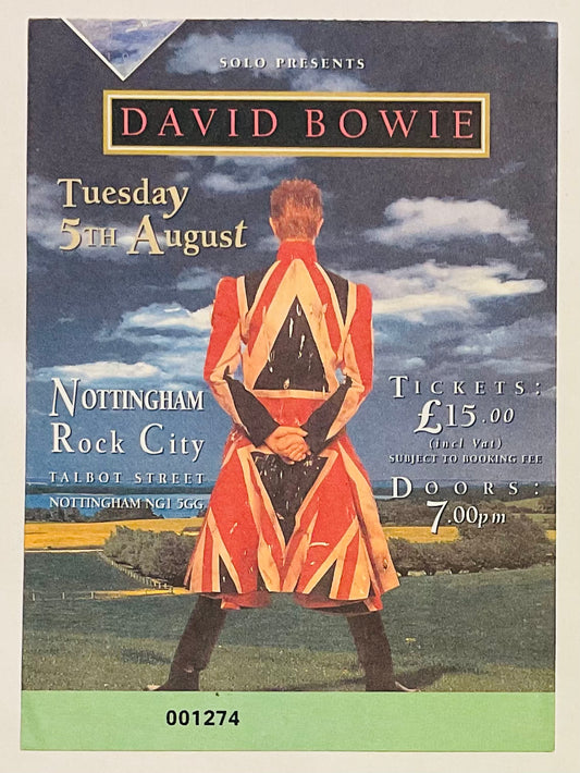 David Bowie Original Used Concert Ticket Rock City Nottingham 5th Aug 1997