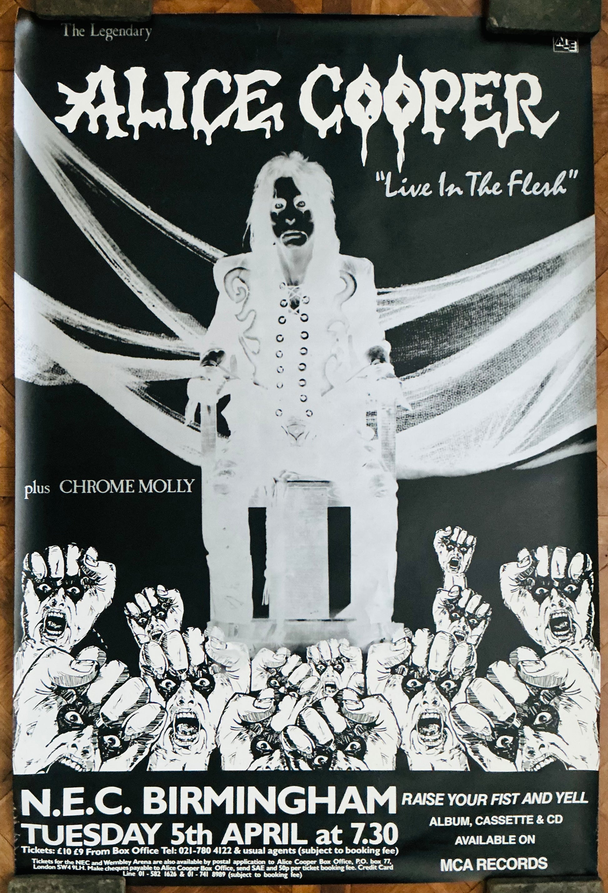 Alice Cooper Original Concert Tour Gig Poster NEC Arena Birmingham 5th Apr 1988