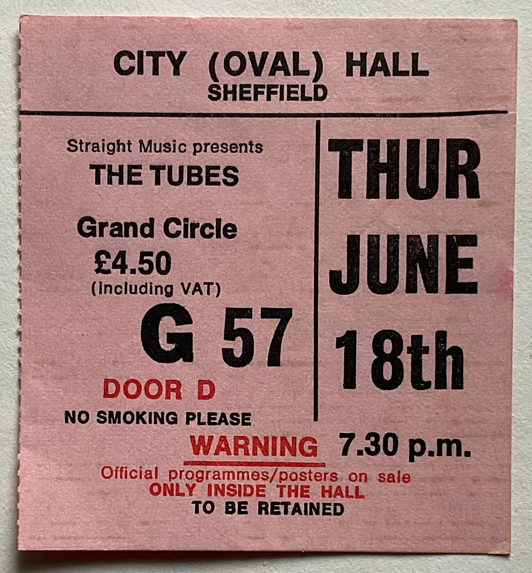 Tubes Original Used Concert Ticket City Hall Sheffield 18th Jun 1981