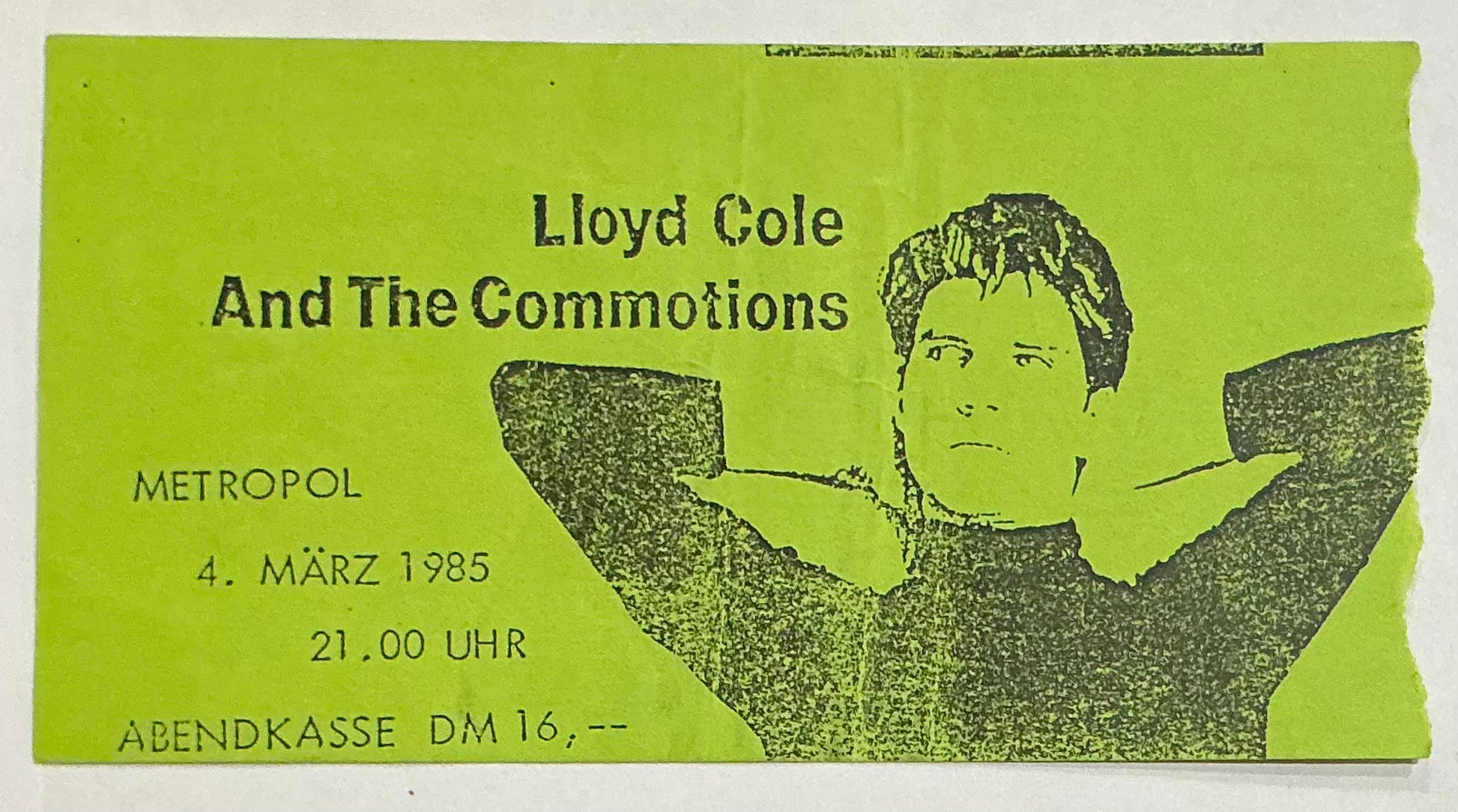 Lloyd Cole & the Commotions Original Used Concert Ticket Metropol Berlin 4th Mar 1985