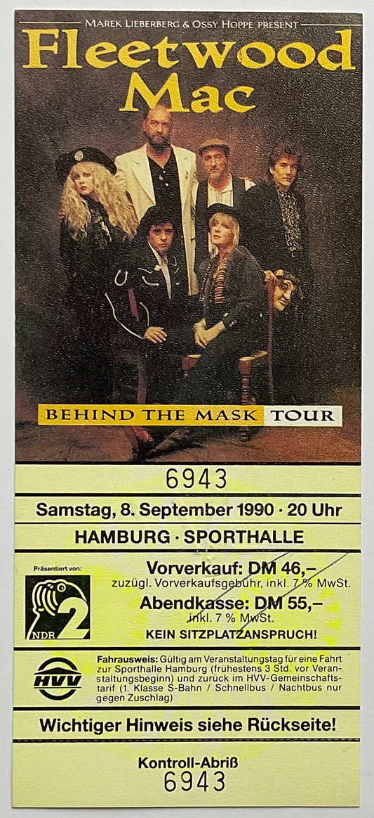 Fleetwood Mac Original Unused Concert Ticket Sporthalle Hamburg 8th Sep 1990