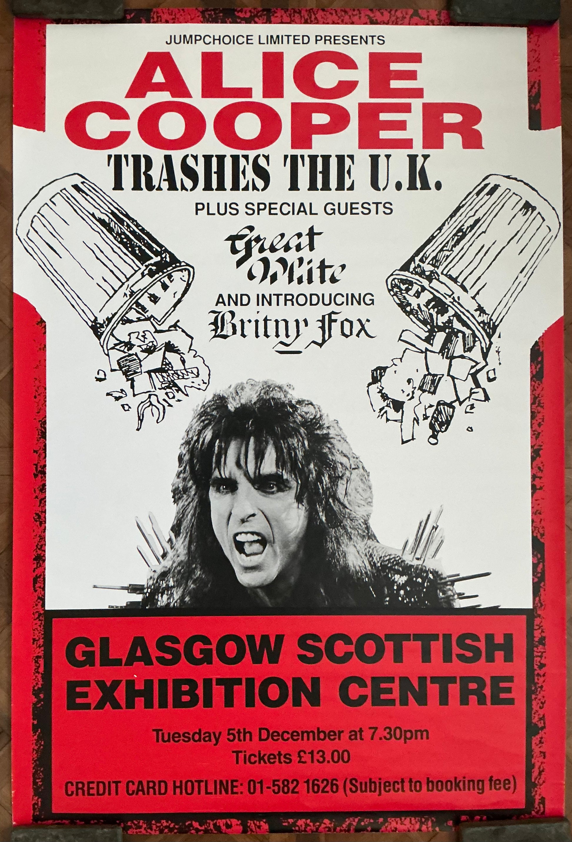 Alice Cooper Original Concert Tour Gig Poster SECC Glasgow 5th Dec 1989