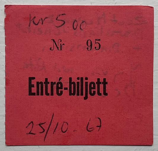 Dantalian's Chariot Andy Summers Zoot Money Original Used Concert Ticket Cue Club Gothenburg 25th Oct 1967