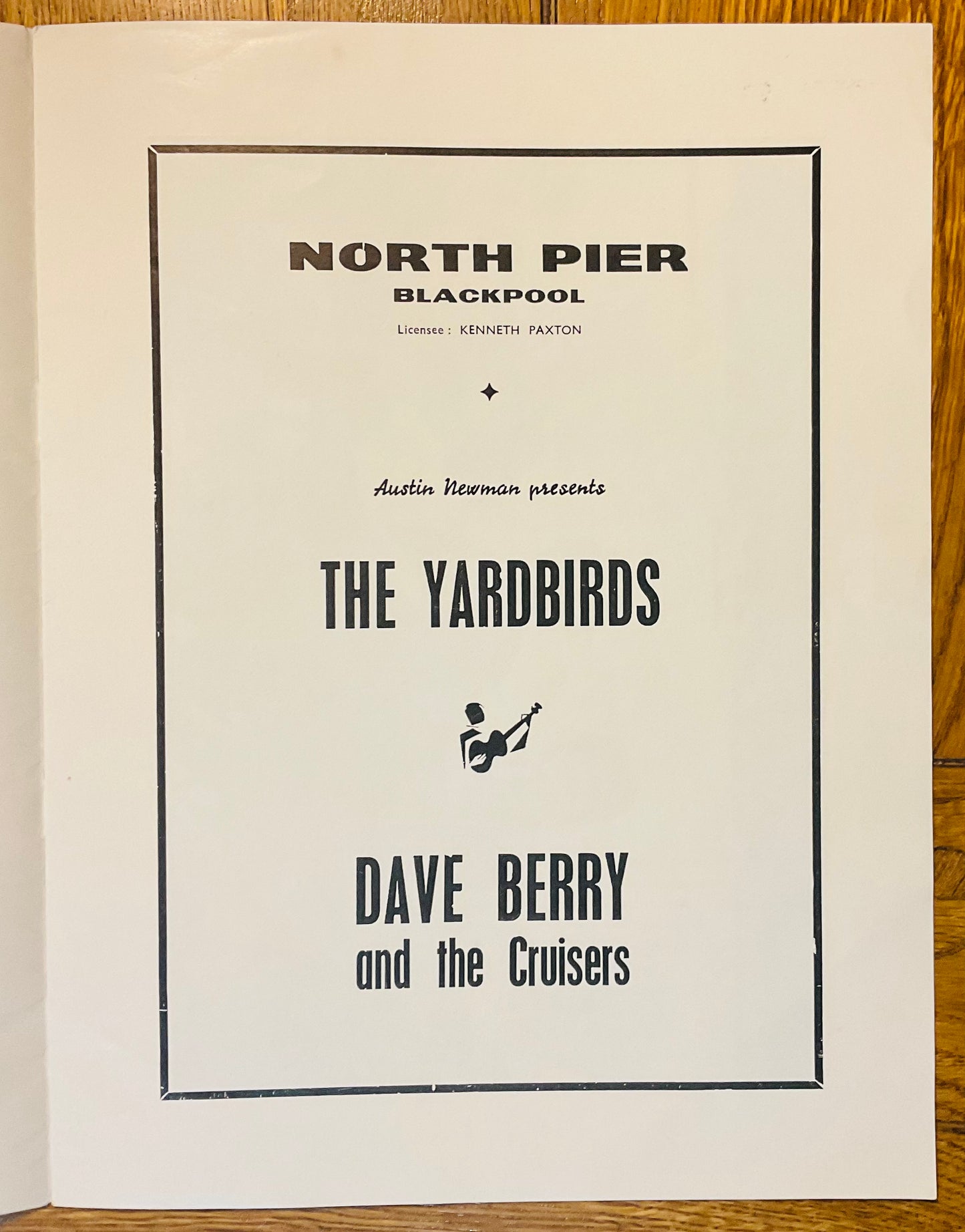 Yardbirds Dave Berry Programme North Pier Pavilion Blackpool 8th Aug 1965