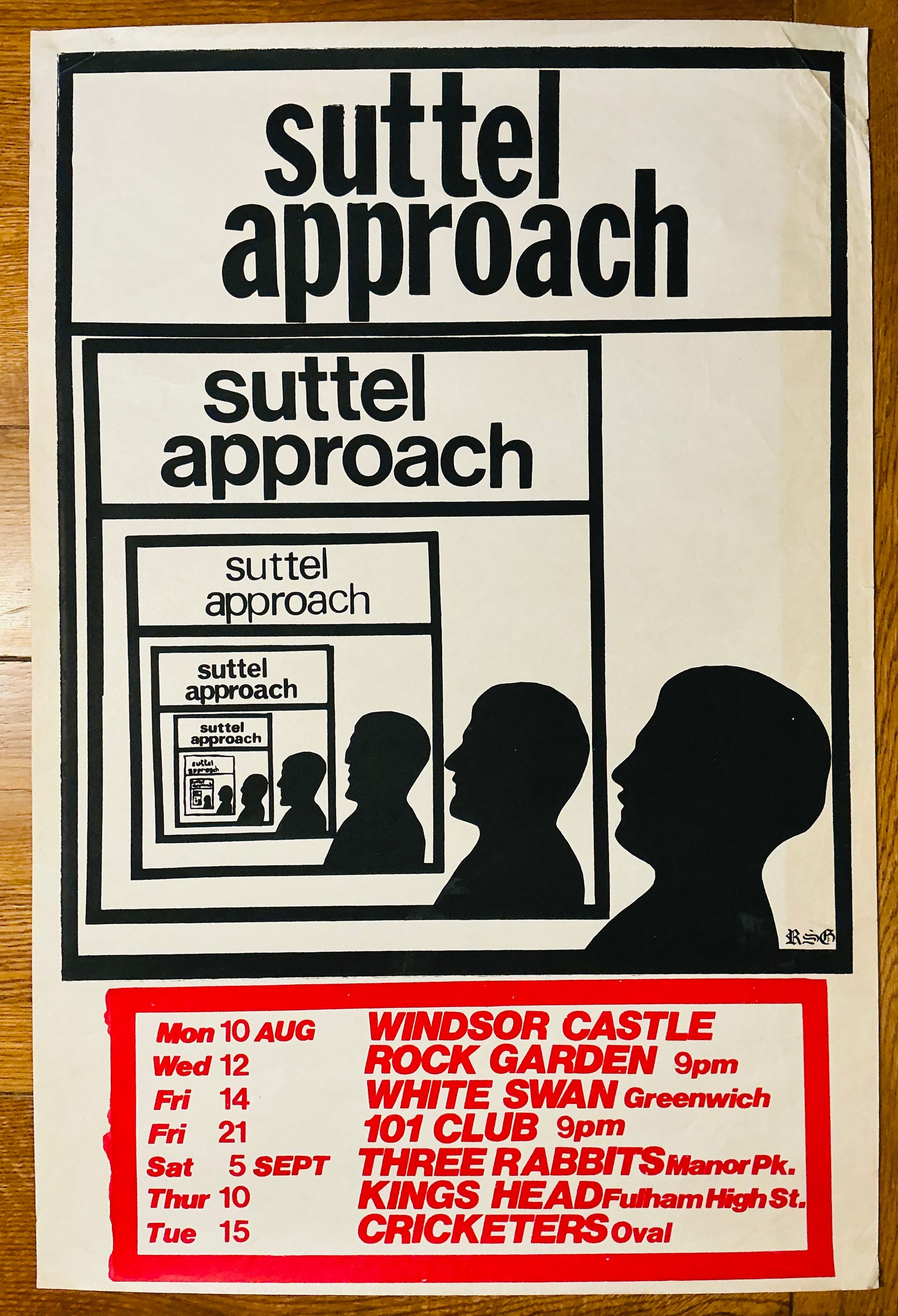 Suttel Approach Original Promo Concert Tour Poster London Aug-Sep 1981