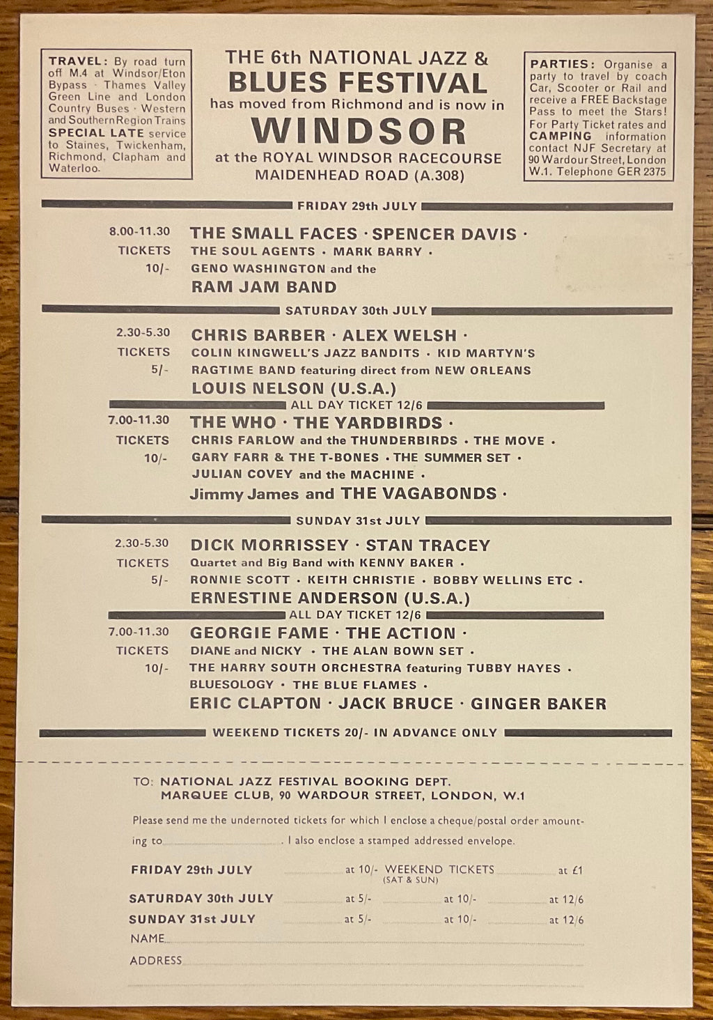 Who Cream Yardbirds Flyer- Handbill Windsor 1966