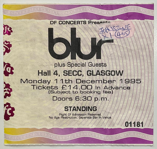 Blur Original Used Concert Ticket SECC Glasgow 11th Dec 1995