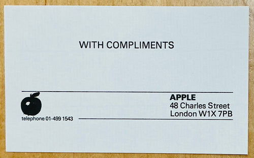 Beatles Apple Records Original Charles Street Compliments Slip 1980s