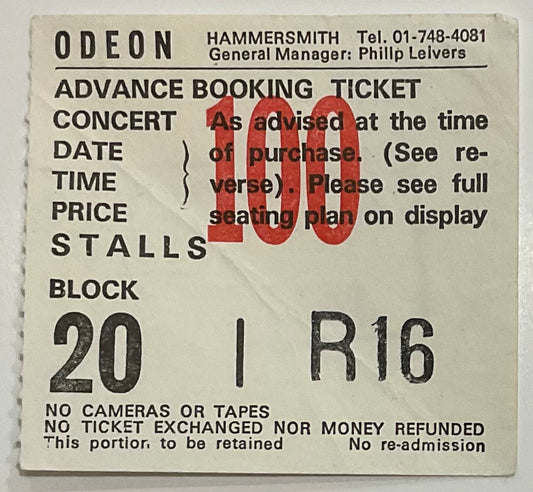 James Taylor Original Used Concert Ticket Hammersmith Odeon London 29th Mar 1986