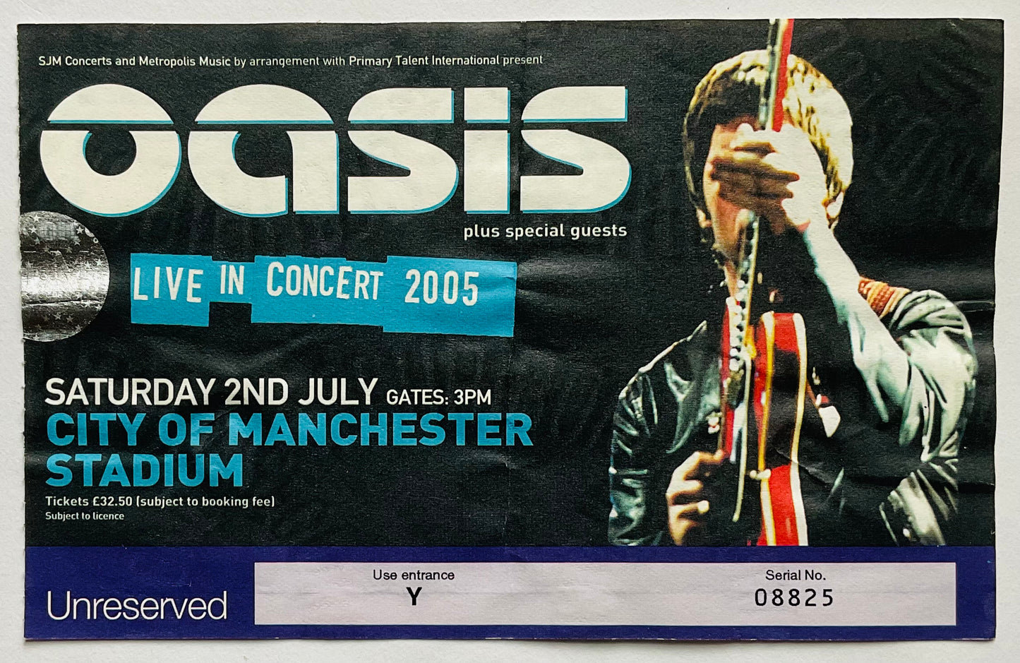 Oasis Original Used Concert Ticket City of Manchester Stadium 2nd July 2005