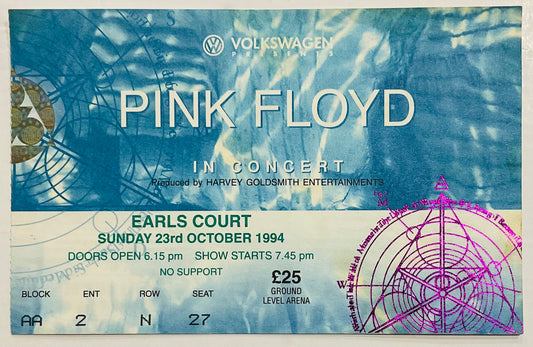 Pink Floyd Original Concert Ticket Earls Court London 23rd October 1994