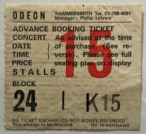 UFO U.F.O. Original Used Concert Ticket Hammersmith Odeon London 7th Feb 1980
