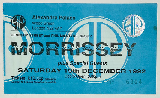 Smiths Morrissey Original Used Concert Ticket Alexandra Palace London 19th Dec 1992