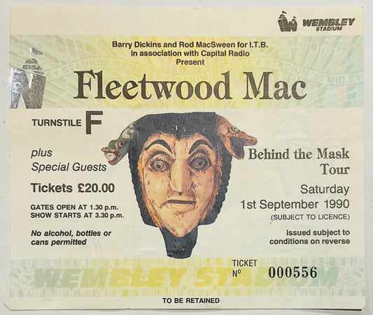 Fleetwood Mac Original Used Concert Ticket Wembley Stadium London 1st Sep 1990