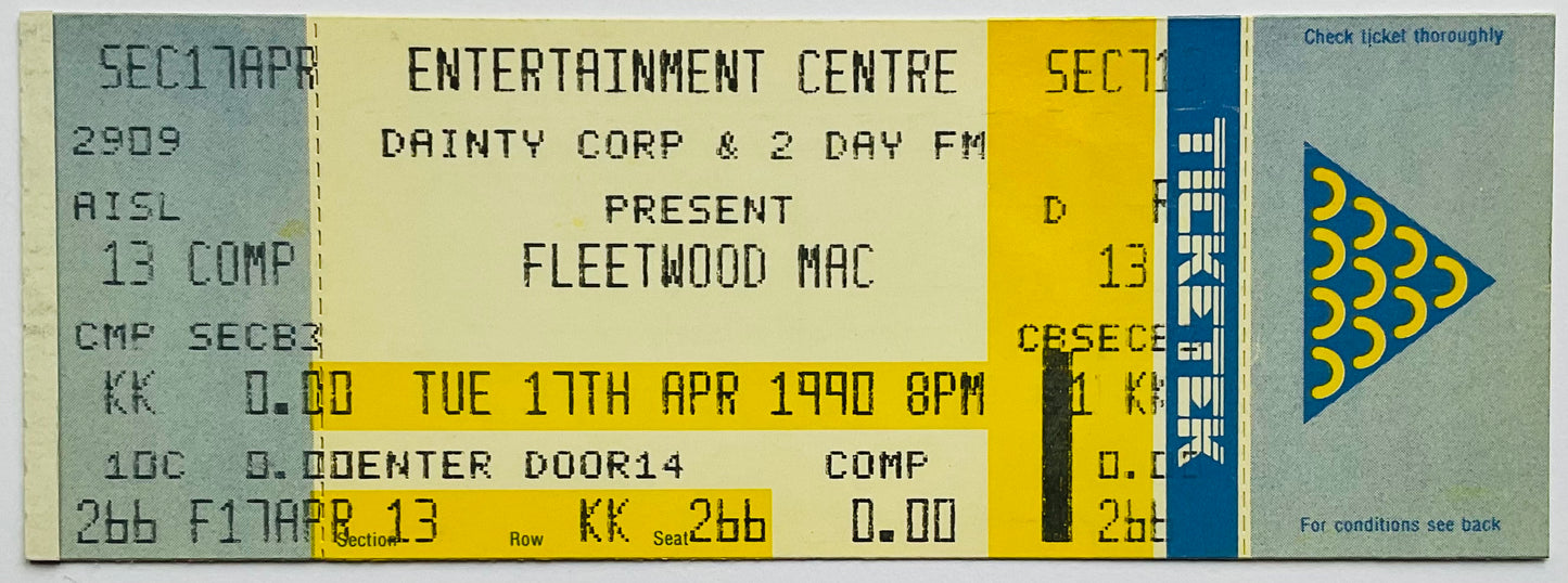 Fleetwood Mac Original Unused Concert Ticket Entertainment Centre Sydney 17th Apr 1990