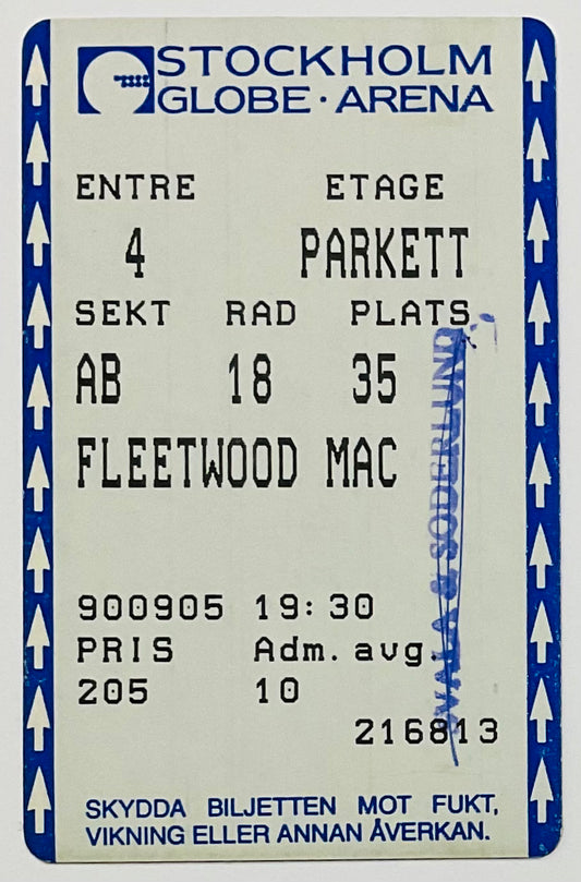 Fleetwood Mac Original Used Concert Ticket Globe Arena Stockholm 5th Sep 1990