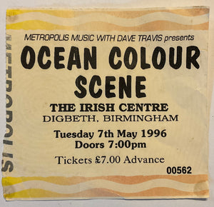 Ocean Colour Scene Original Used Concert Ticket Irish Centre Birmingham 7th May 1996
