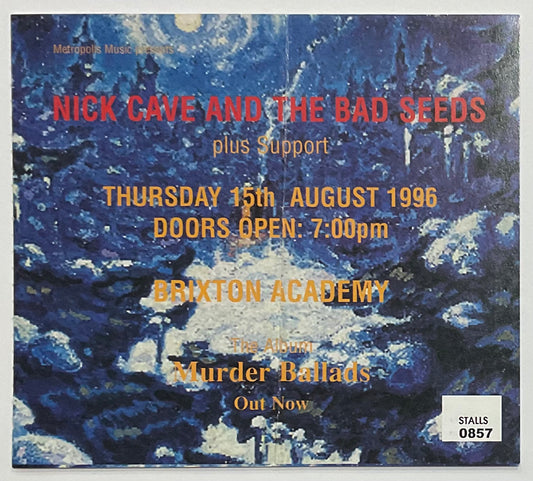 Nick Cave & The Bad Seeds Original Used Concert Ticket Brixton Academy London 15th Aug 1996