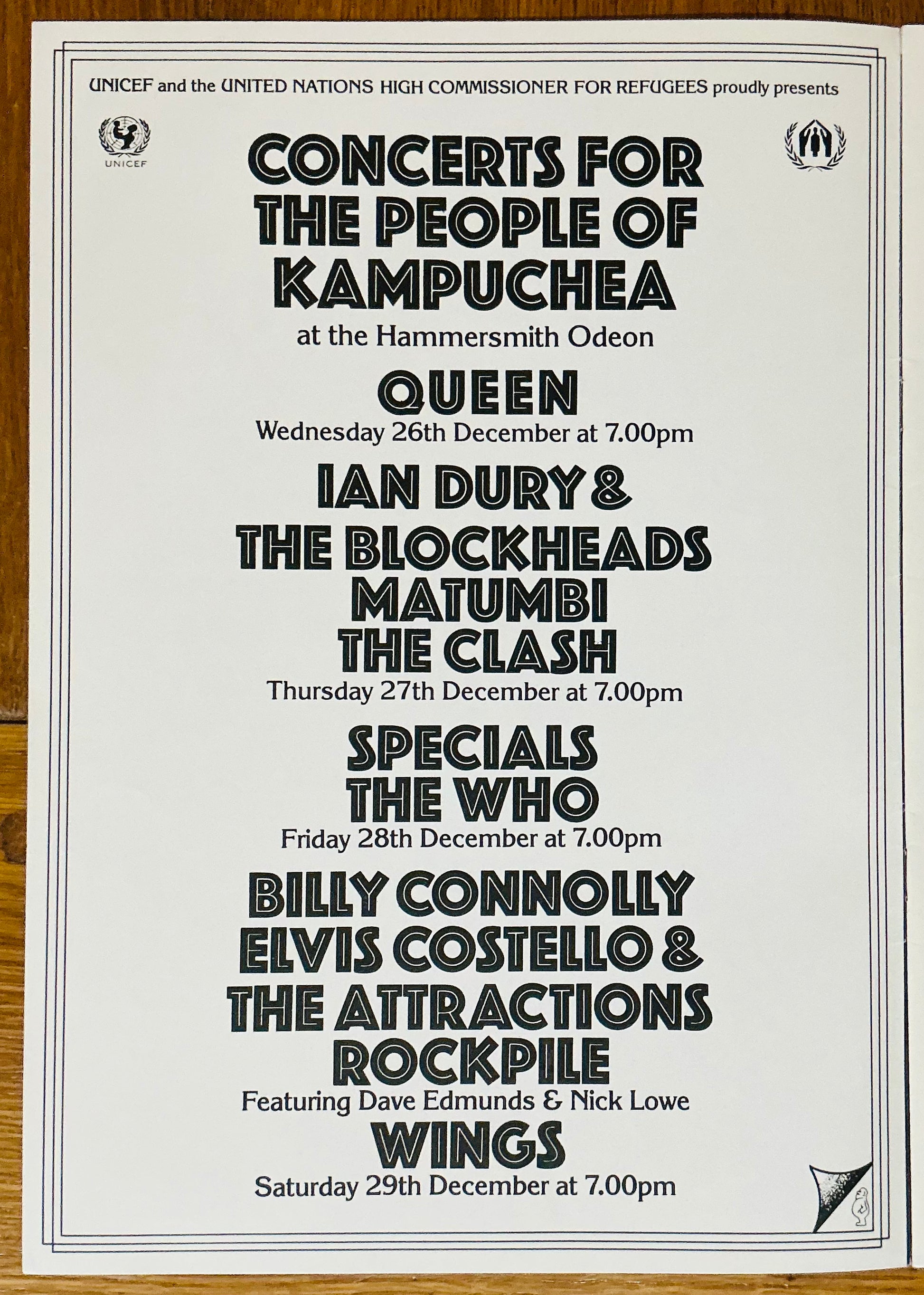 Queen Paul McCartney Who Clash Original Concert Programme Hammersmith Odeon London 26th-29th Dec 1979