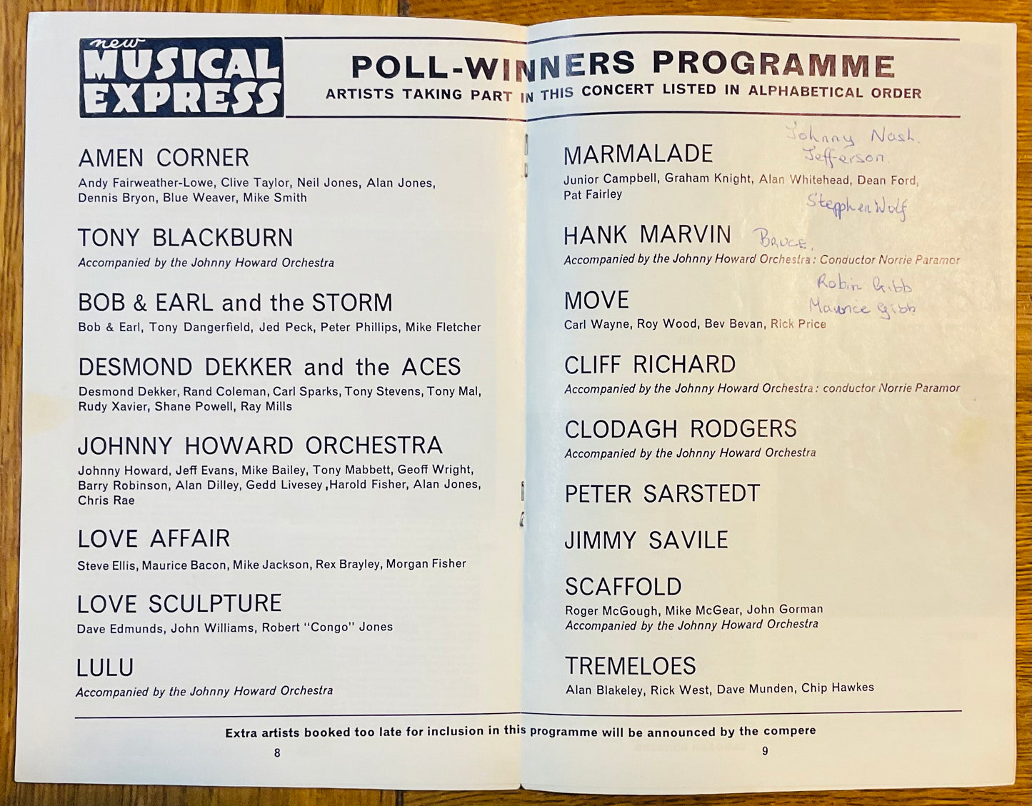 Love Affair Amen Corner NME Poll Winners Programme Wembley 1969