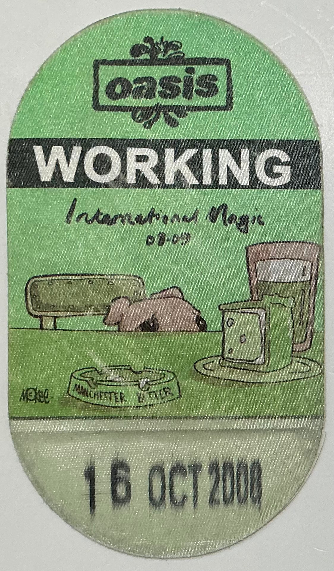 Oasis Original Unused Concert Backstage Pass Ticket Wembley Arena London 16th Oct 2008