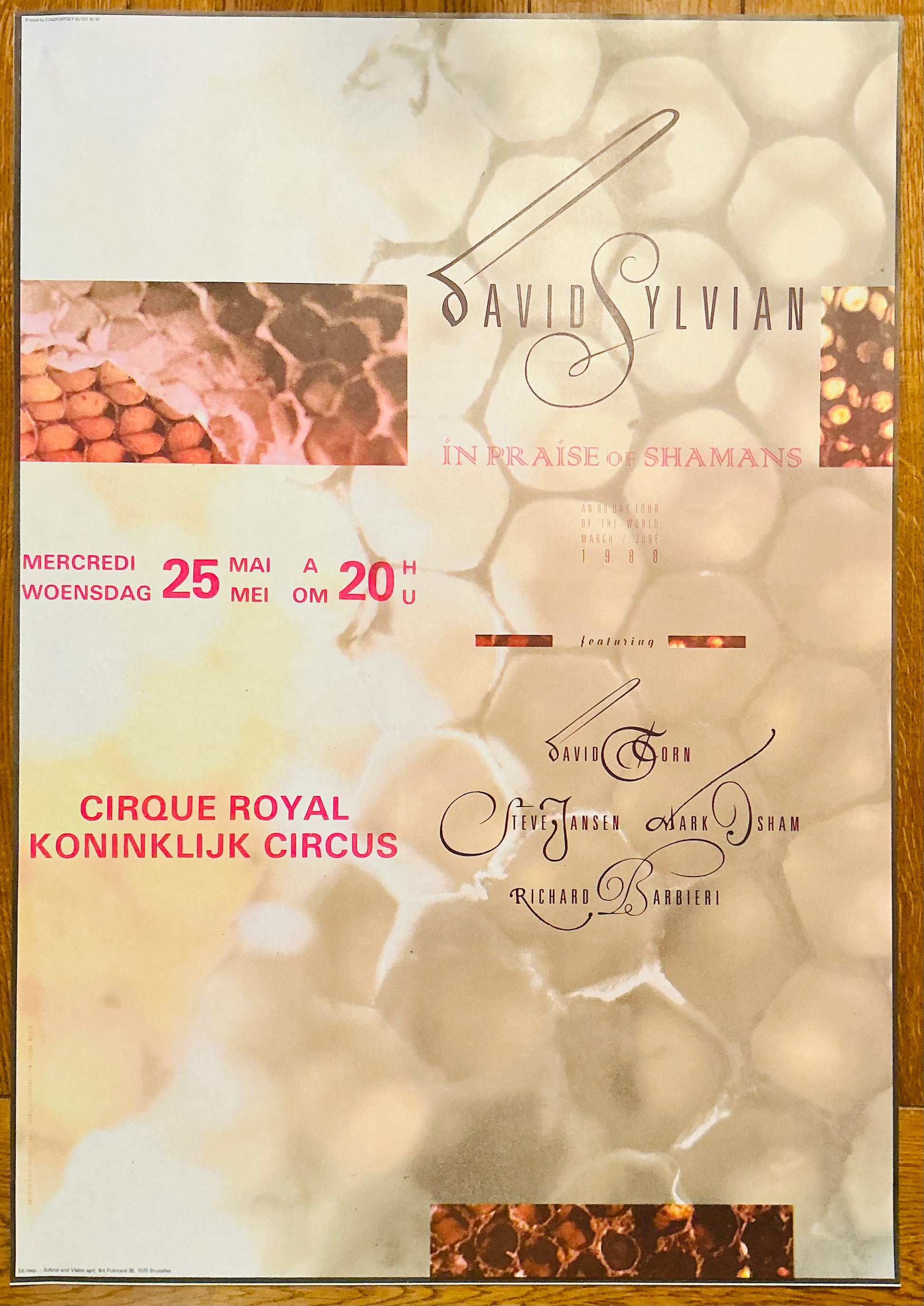 David Sylvian Original Concert Tour Gig Poster Cirque Royal Brussels 25th May 1988