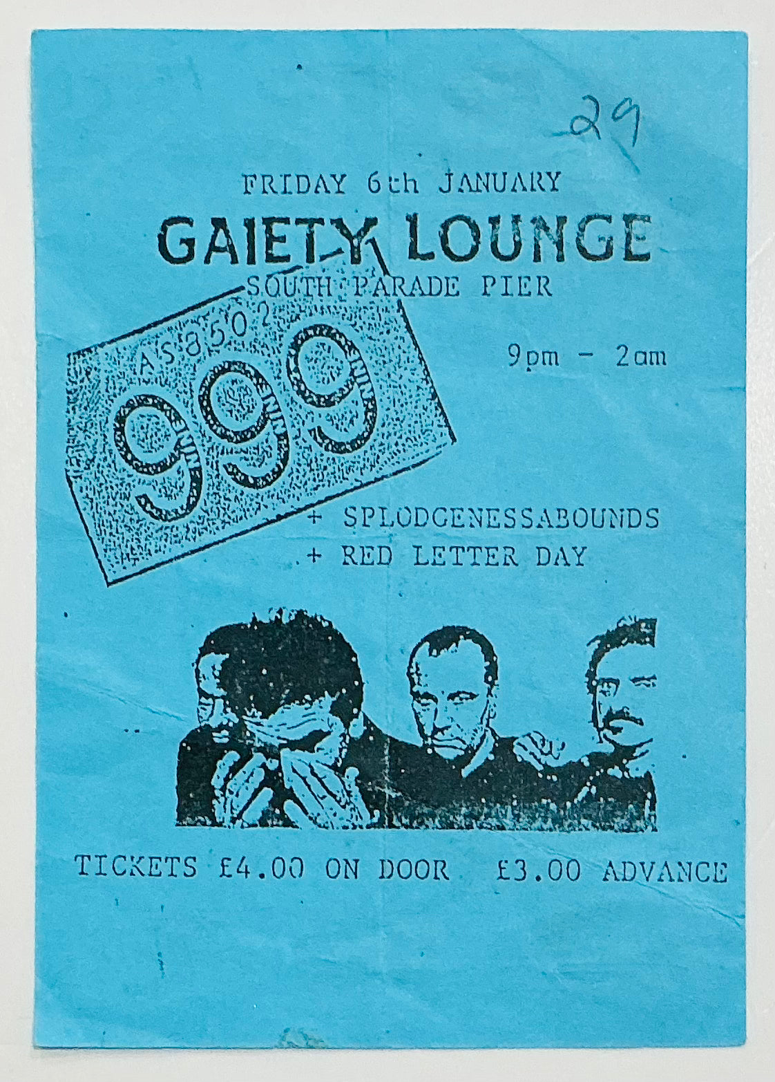 999 Splodgenessabounds Original Used Concert Ticket South Parade Pier Portsmouth  6th Jan 1989