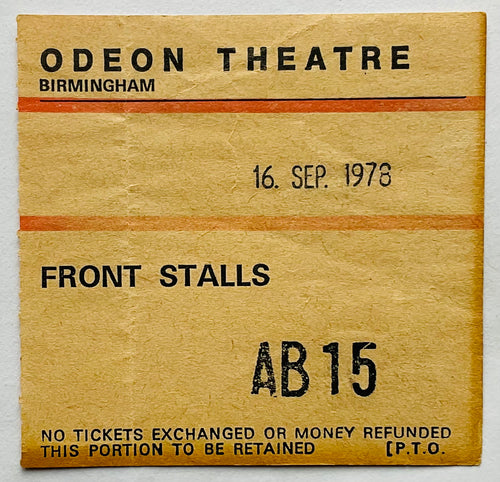 Led Zeppelin Robert Plant Dave Edmunds Original Used Concert Ticket Odeon Theatre Birmingham 16th Sep 1978
