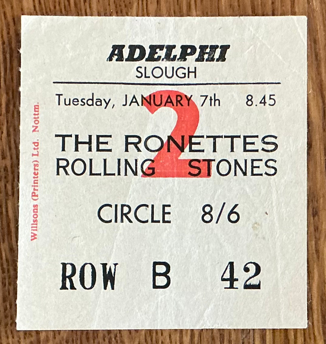 Rolling Stones Original Early Concert Ticket Adelphi Theatre Slough 7th January 1964