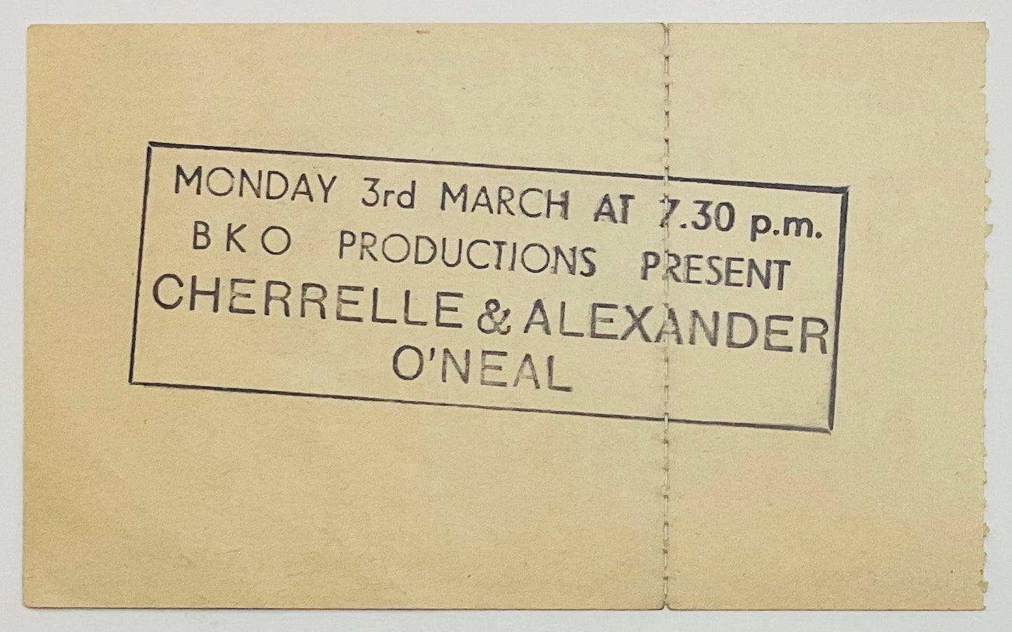 Alexander O’Neal Cherrelle Original Unused Concert Ticket Hammersmith Odeon London 3rd Mar 1986