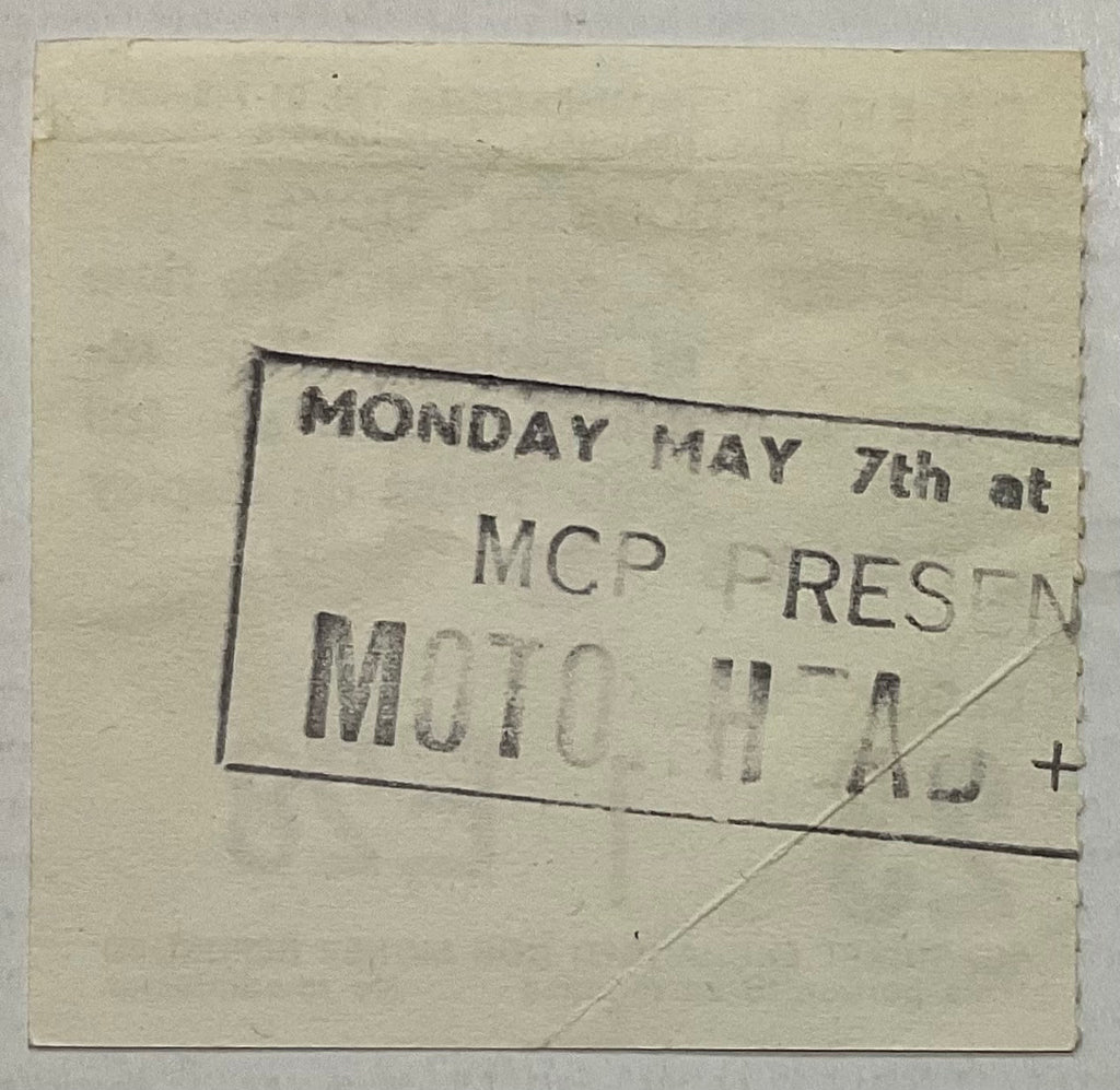 Motörhead Original Used Concert Ticket Hammersmith Odeon London 7th May 1984